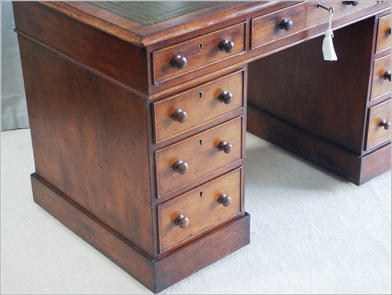 2041 Antique Small Mahogany Pedestal Desk (5)